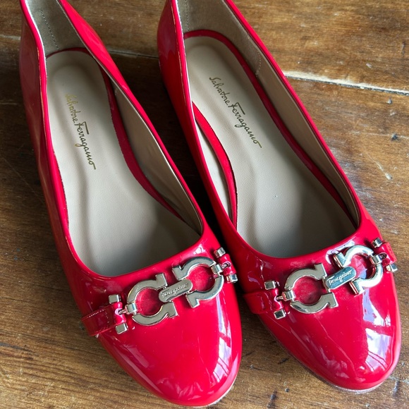 Salvatore Ferragamo Shoes - Salvatore Ferragamo Red Patent Leather Flats